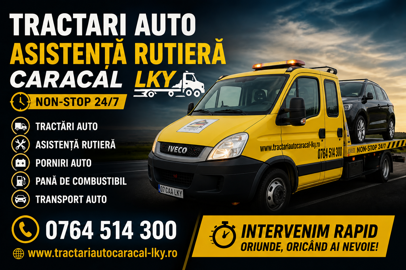 Tractari Auto si Asistenta Rutiera LKY 24/7  | Interventii Rapide, Craiova - Dolj - imagine 1 - popic.ro